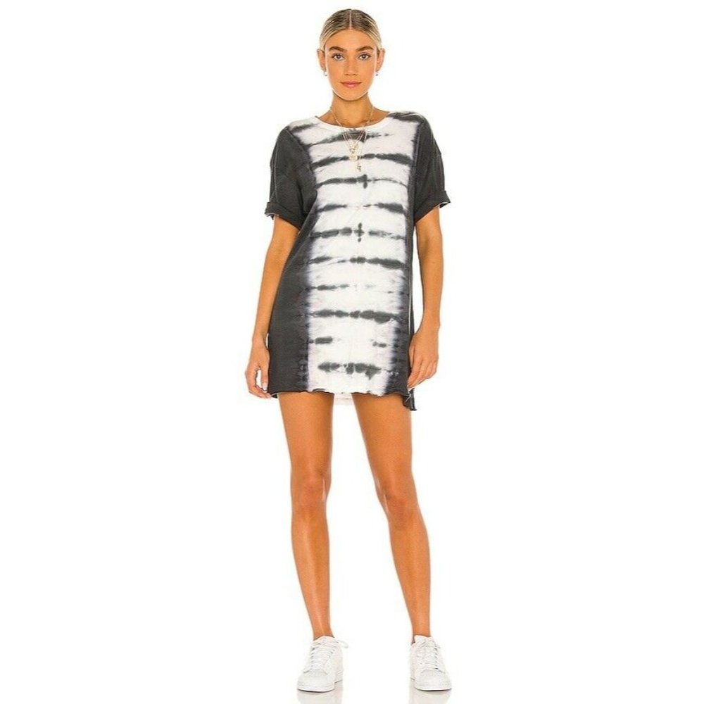 Michael Lauren Burman Oversized T-Shirt Dress Dark Water Blue Tie Dye S NWT $88